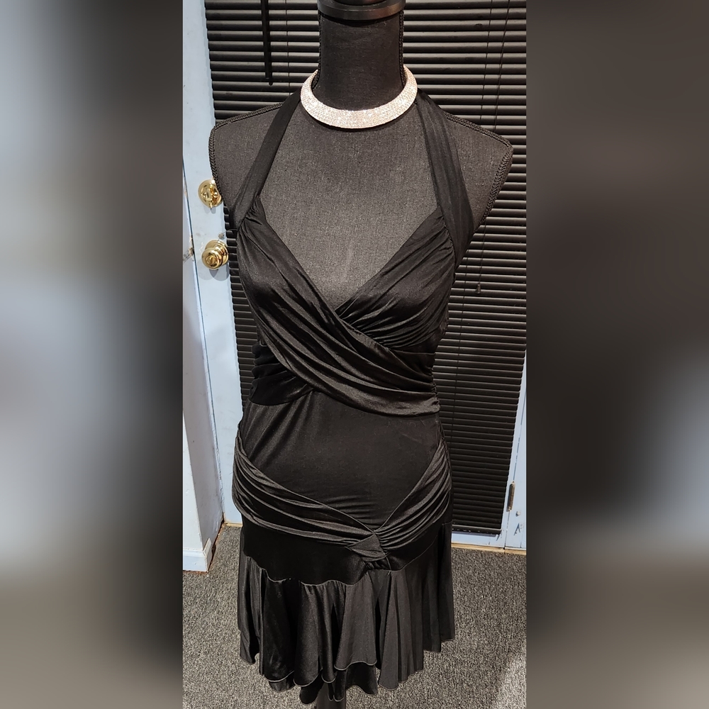 Marciano Black Satin Cocktail Dress